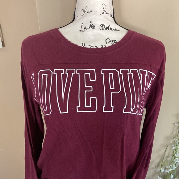 Pink by Victoria Secret long sleeve crop top maroon size XS - Picture 3 of 9